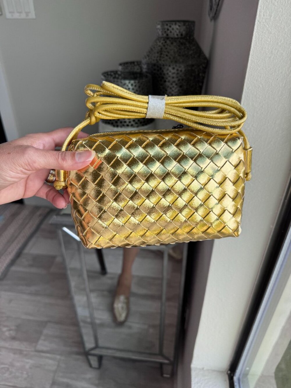 Woven Vegan Leather Crossbody Bags